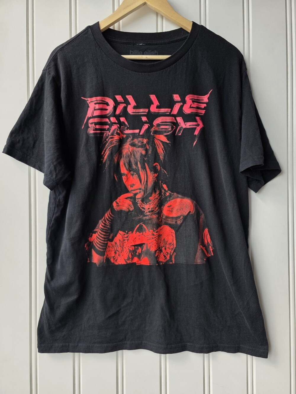 Billie Eilish Red Portrait Boyfriend Fit T-Shirt Youth XXL